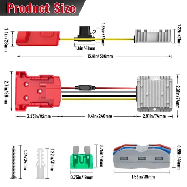 18V til 12V step-down konverter batteriadapter til Power Wheels, 12V DC buck-konverter regulator 20 til 240W[co]