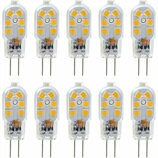 G4 LED-lamppu 12V, 1W vastaa 10W halogeenilamppua, välkkymätön 200LM, lämmin valkoinen 3000K, 360° valokeila, ei himmennettävä, 10 kpl (YSJ)