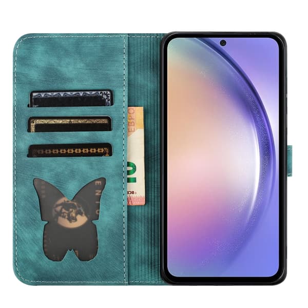 Samsung Galaxy S23 FE 5G Case with Butterfly and Cat Embossing Wathet