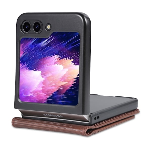 AZNS Galaxy Z Flip 5 Fodral Läder Mörkbrun
