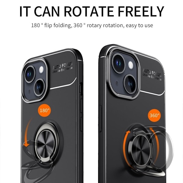 iPhone 15 Plus Cover Ring Sort/Rosaguld