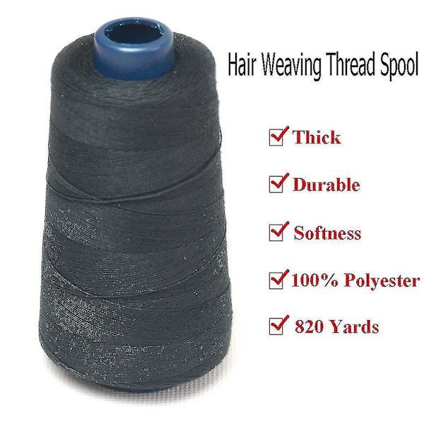 Svart vävtråd 100 % polyester för att göra peruk sömnad hårväft hårförlängning 1 st (1 st, svart)