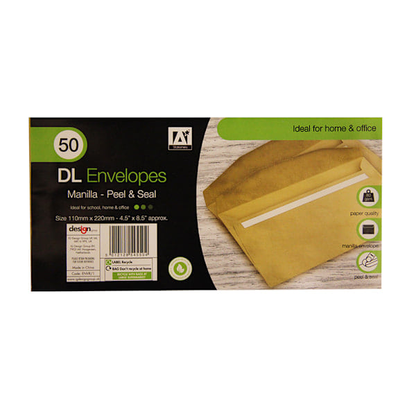 A Star DL Gummert Manilla Konvolutt (Pakke med 30) Én Størrelse Brun Brown One Size