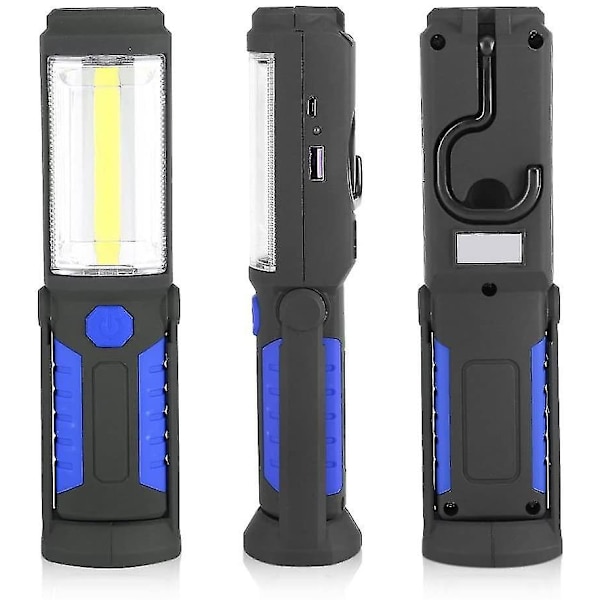 Oppladbar LED arbeidslampe med magnetisk LED lommelykt 2200mah COB LED 650lm 3w (blå)