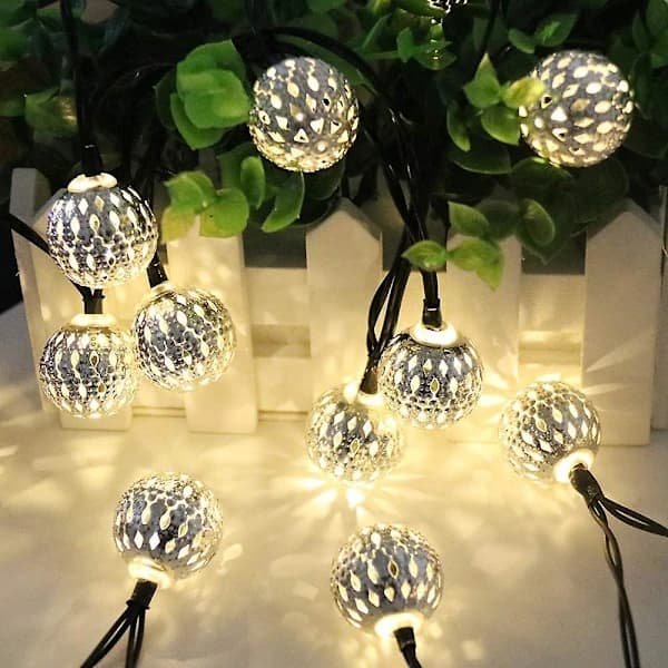 Valosarja, vedenpitävä 20 Led Metal Goble Lantern Solar String[CO]