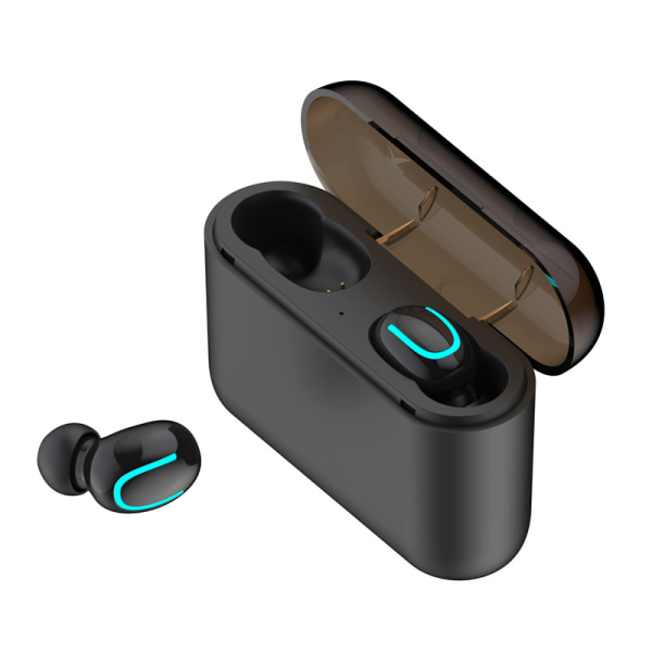 HBQ-Q32 Trådlösa hörlurar, Bluetooth 5.0, med strömbox, Svart Svart