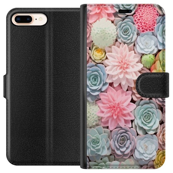 Apple iPhone 8 Plus Wallet Case Green Plants