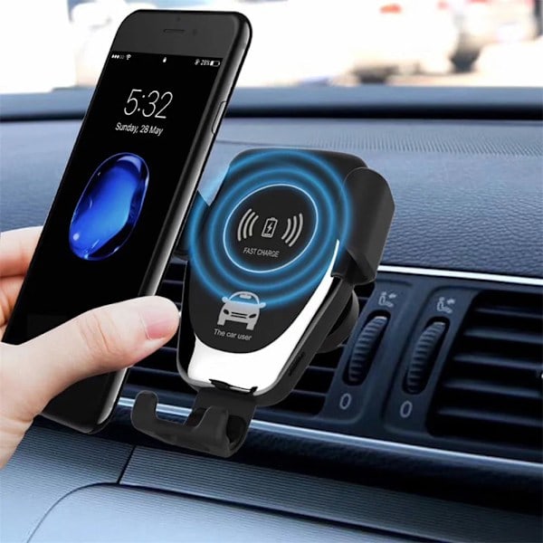 Auton langaton laturi autoteline puhelinpidike jalusta iPhone 15 14 13 12 Samsung S22 S21 Xiaomi induktio pikalatausasema