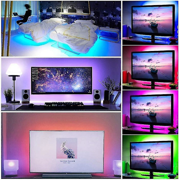 Färgförändrande USB RGB LED-remsa, LED-lampor med fjärrkontroll för heminredning, TV-bakgrundsbelysning (5 m) Icke-vattentät