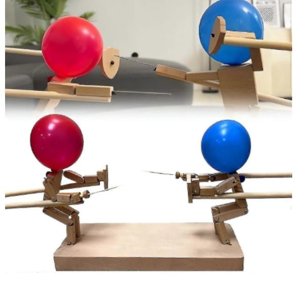 2 pelaajan Ballon Bambufigur -taistelu - Käsintehdyt puiset hahmot jännittäviin 2 pelaajan taisteluihin - Nopeatempoinen ilmapallotaistelupeli