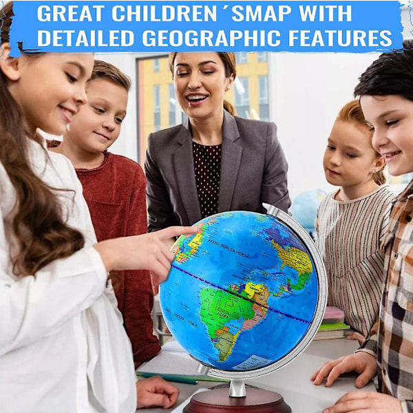 Rotating World Globe LED Lamp Illuminated Globe with USB Studies Play Learning (FMY)
