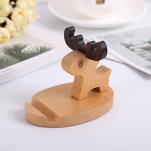 Wooden mobile phone holder small mobile phone tablet cartoon elk holder 10.5*8.5cm