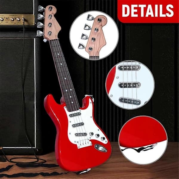 17-tums Gitarrleksak för Barn, 4 Strängar Elektrisk Gitarr Musikinstrument för Barn, Bärbar Elektronisk Instrumentleksak, C
