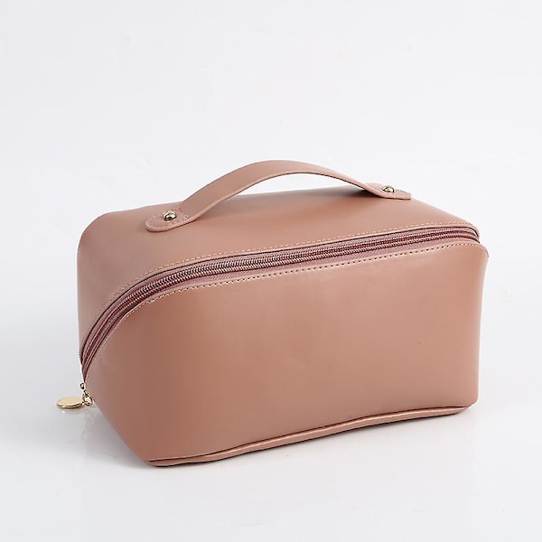 Stor Kosmetisk Väska för Resor för Kvinnor, Makeup Väska Resande PU Läder Kosmetisk Väska Vattentät 23.5*10.5*11CM rosa torr rosa