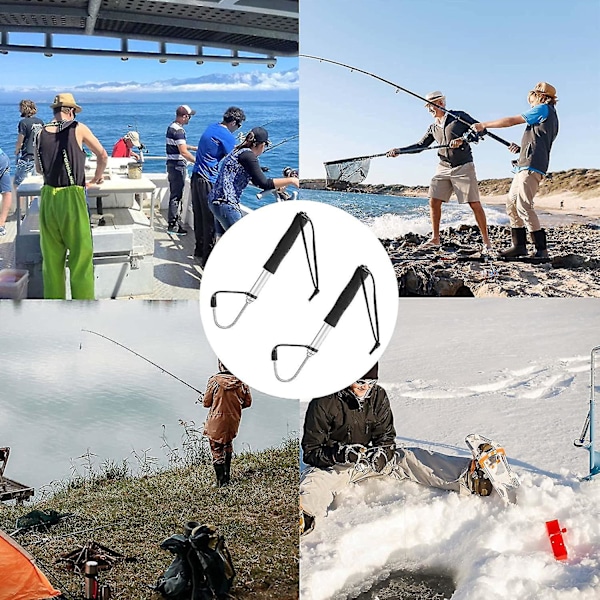 2 st fiske krokar i rostfritt stål, halkfri fiskeutrustning med mjukt handtag