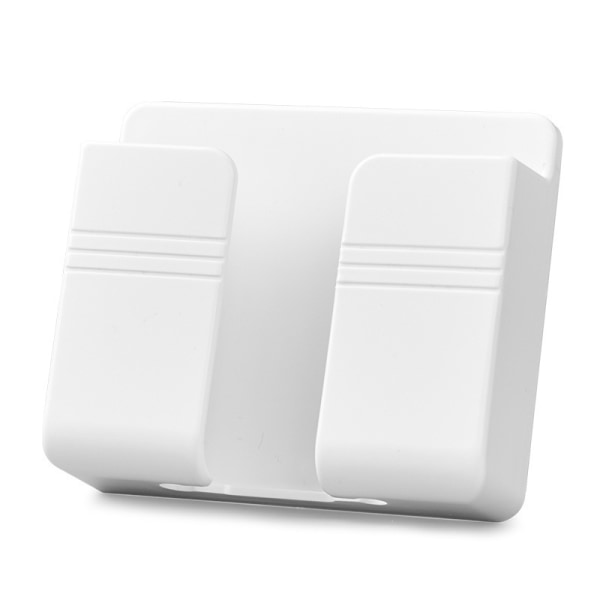Sticky Laddningsställ för mobiltelefon Fjärrkontroll Organizer Sänghylla Väggmonterad förvaringsbox Mobiltelefonhållare（vit）