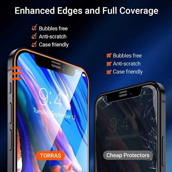2-PACK iPhone 12 Mini Herdet Glass 0.26mm 9H Fullframe Transparent transparent