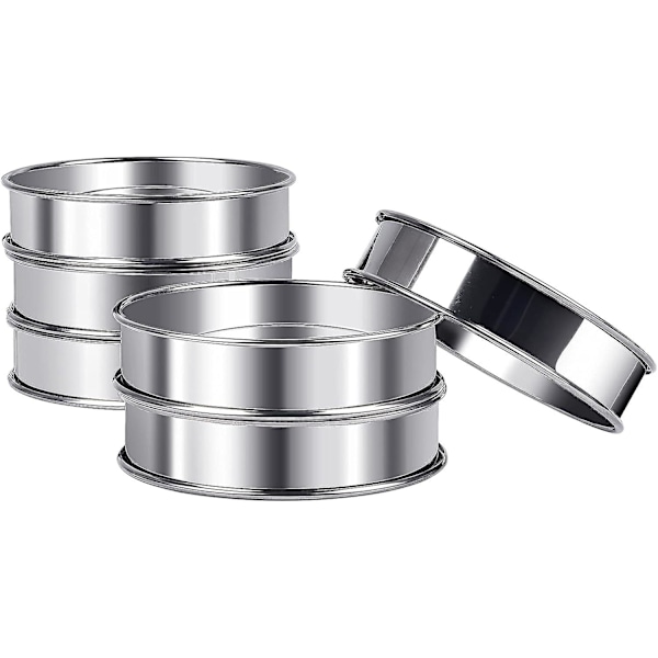 Rustfrit stål Crumpet ringe til bagning - 6 stk.