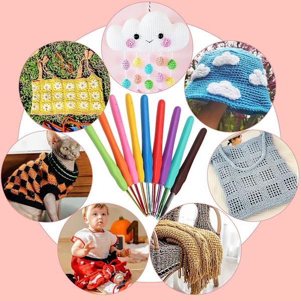 Crochet Kit for Beginners Adults, Knitting Starter Kit for Adults, Includes 0.6-6.0 mm Metal Crochet Hooks, Wool, Bag and Knitting Accessories