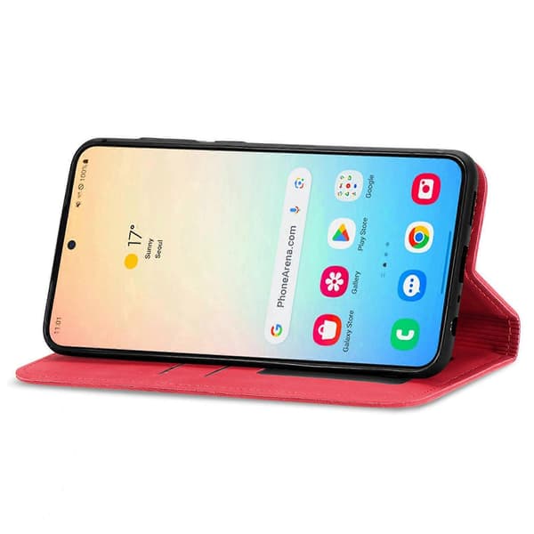 Retro Magnetic Leather Case with Skin Feel Red