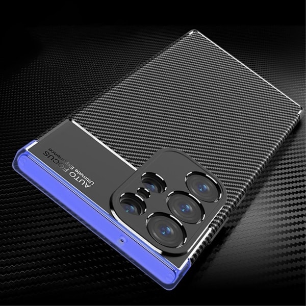 Samsung Galaxy S23 Ultra Cover Kulfiber Tekstur Sort