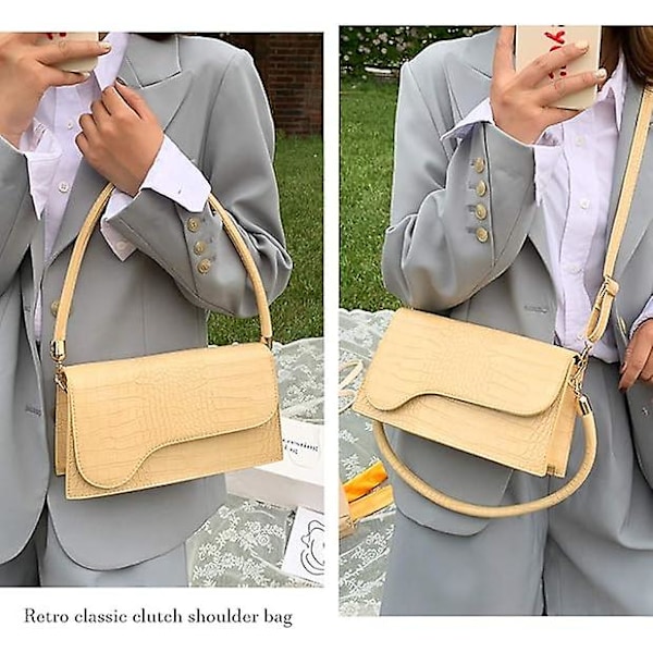 Retro Klassisk Koppling Väska Axelväska Krokodil Mönster Liten Crossbody Handväska för Kvinnor