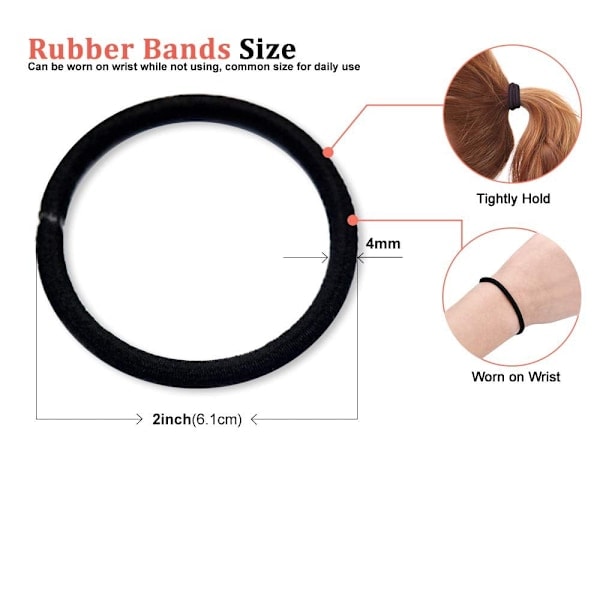 50 Hårbånd, 4mm Elastiske Bånd, Hårelastikker, DIY Tilbehør