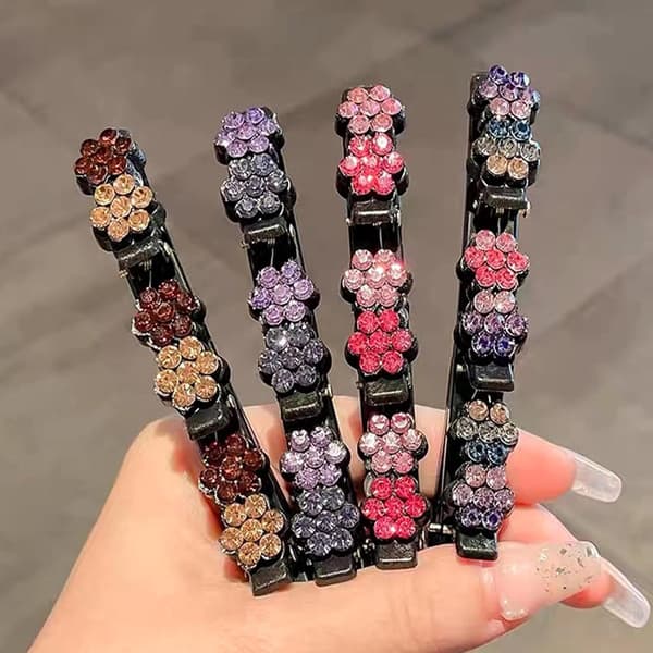 Hårklämmor med strass, 8-pack akrylblommor för kvinnor och flickor, vardagsbruk, fester och bröllop