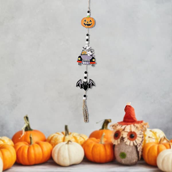 Halloween Dekorationer - Hängande Prydnader, Träpärlor, Spindel, Spökhus