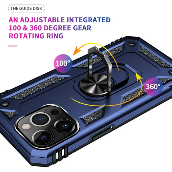 iPhone 13 Pro Max - Støtsikkert Hybrid Armor Ring Deksel - Blå