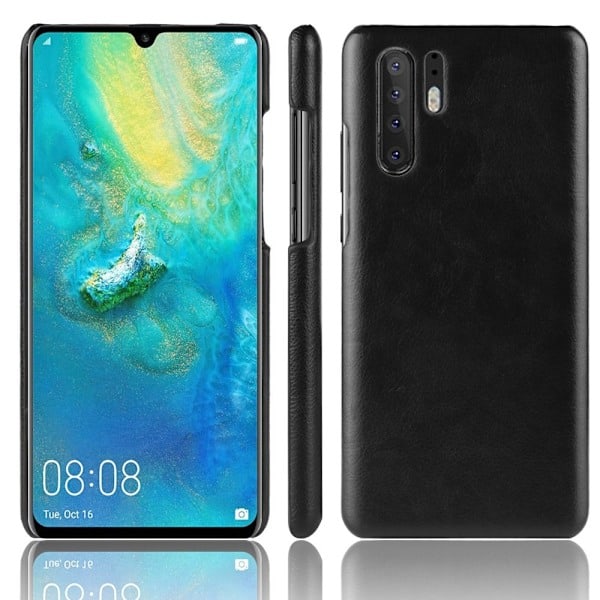 Huawei P30 Pro - Litchi Skal - Svart Black Svart