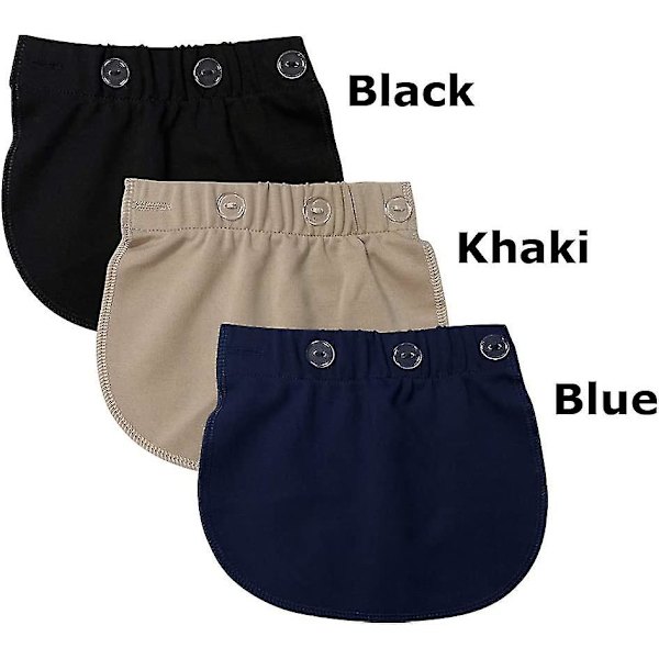 Justerbara midjevidgare för Lmell kvinnor graviditet, 3 stycken (svart, blå och khaki)
