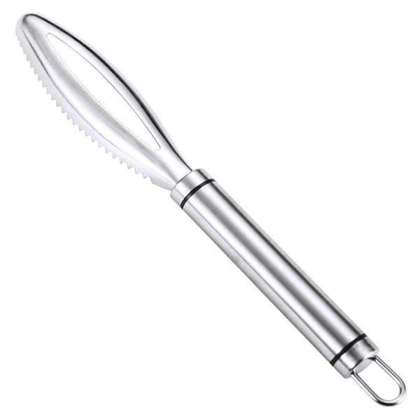 Fiskeskælsfjerner/Fiskeskæller - Rustfrit Stål Oval Bred Savtakket