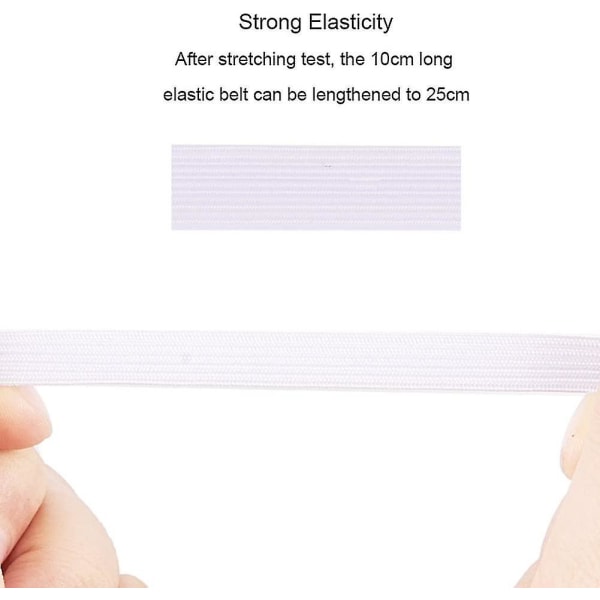 100yards Flat Elastic Fibre Cord, 0.39inch Sewing Diy Stretch Band Cord Spool Rollwhite