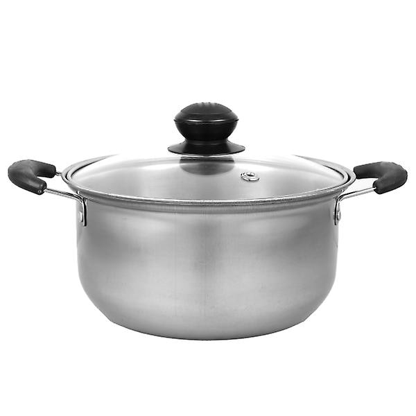 1 st. Rostfritt stål soppgryta multifunktionell gryta praktisk hot pot med glaslock silver 18x18cm