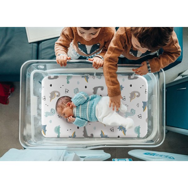 2 stycken spjälsängslakan, bomull och andningsbart barnlakan för liggdel, vagn, vagn och barnvagn, passar oval eller rektangel M