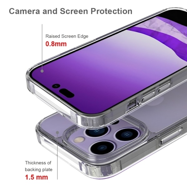 iPhone 14 Pro Max Deksel Støtsikker Hybrid Akryl/TPU Transparent