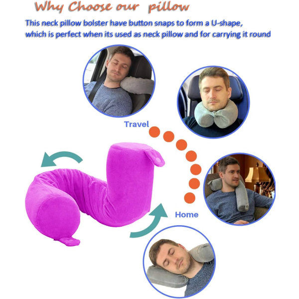 Twist Memory Foam Resekudde Nacke, Haka, Axel, Ländrygg och Benstöd för Vuxna Flygresor Kudde (Rosa)