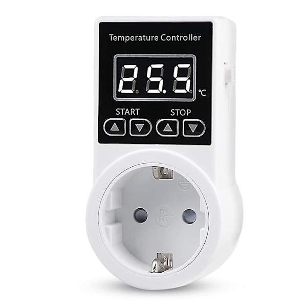 1 stk. Termostatudtag med sensor, digital temperaturregulator, vandtæt temperaturkontakt EU-stik