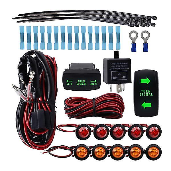 Universal ATV Turn Signal Kit Side by Side Turn Signal Kit with Switch for Rhino UTV Accessories