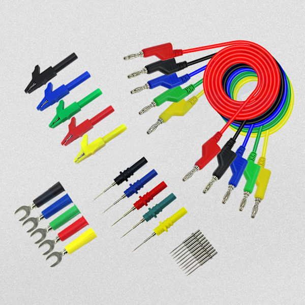 4mm stabelbare farverige banan til banan stik testledning probe ledning kabel