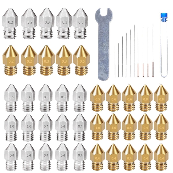 0,2 0,3 0,4 mm 0,5 0,6 0,8 1,0 mm Mk8 suuttimet, ekstruuderit ja puhdistusneulat
