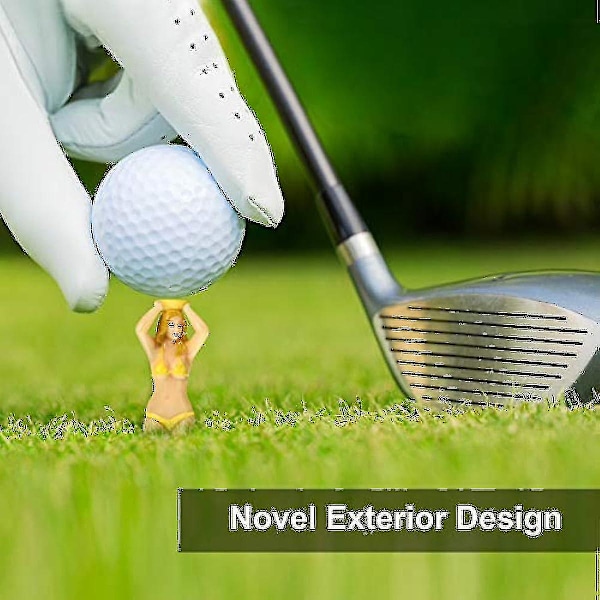 6 morsomme golf-tees i form av bikinikledde damer, 76 mm, 3 tommer, plast, tilbehør for golftrening (tilfeldig farge)