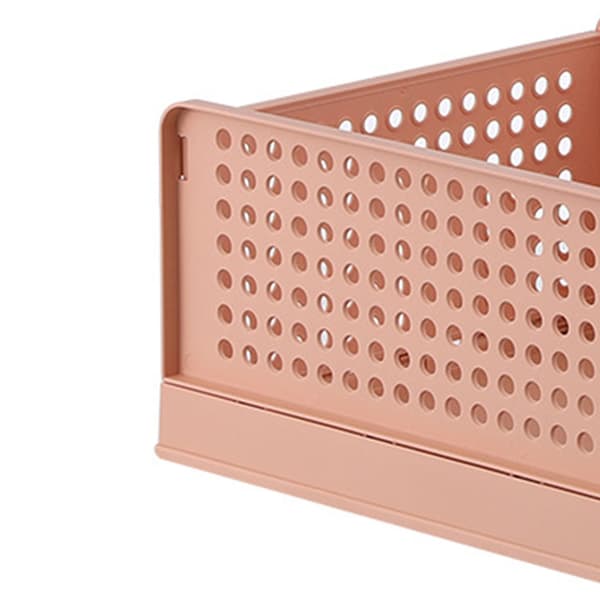 Stackable Storage Basket Plastic Large Open Bin Wardrobe Fabric Container for Bedroom Living Room Pink