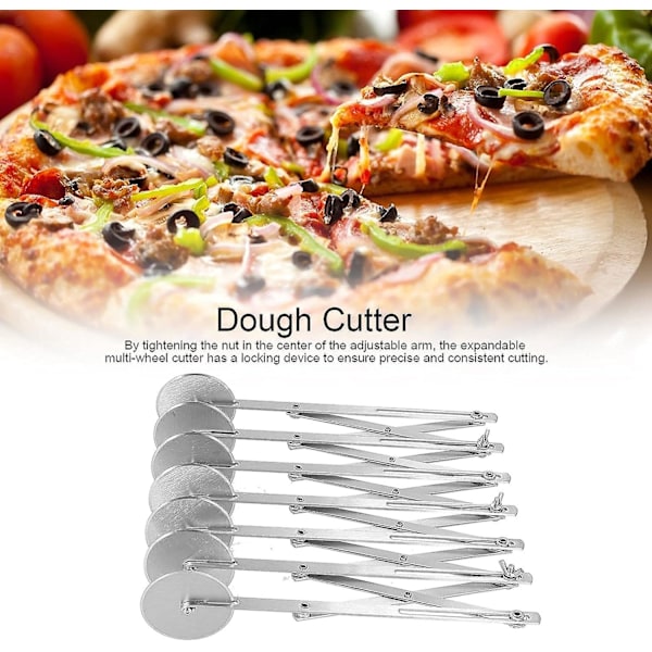 Pizzaskärare, multihjul i rostfritt stål, pizzaskärare för deg, bakverk, brödskärningsverktyg, köksbakningsverktyg (7 hjul)