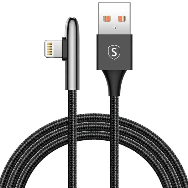 SiGN USB til Lightning Gaming Kabel, 2m, 2.4A - Sort Svart black