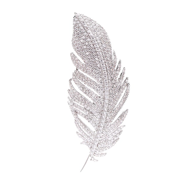 Rhinestone Feather Brosch Pin, Crystal Leaf Broscher Lapel Pins