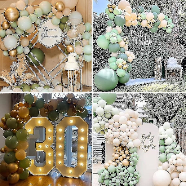 Ballonbue Sage Green, ballonbue guirlande sæt Avocado Green Mint Green Hvid Guld Latex Balloner Pakke 103stk Til Fødselsdag Baby Shower Bryllup Jungl