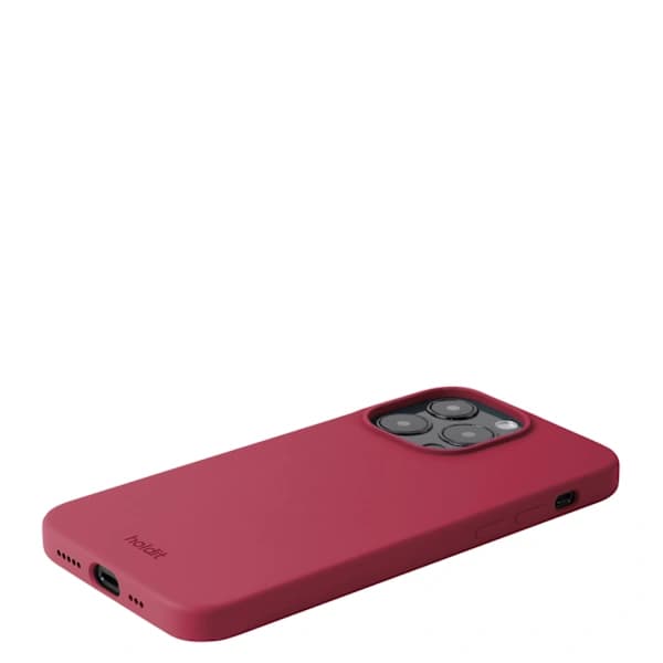 held iPhone 14 Pro -puhelinkuori silikoni punainen sametti 46[CO]