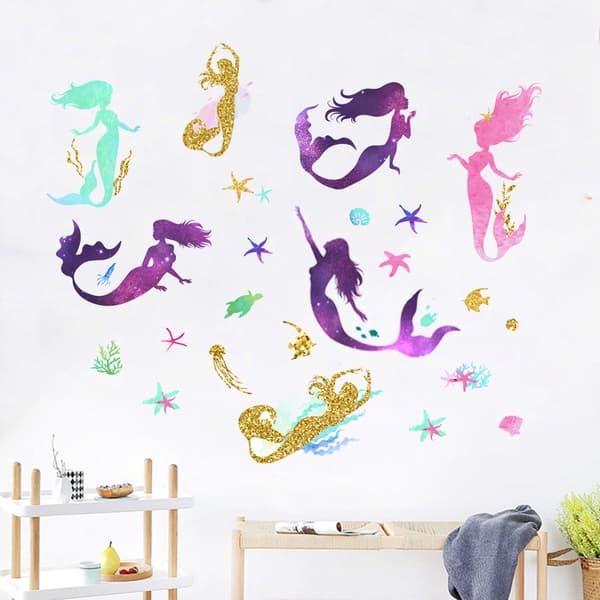 Mermaid Starfish Wall Stickers Wall Decor Self-Adhesive Wall Decals Pack